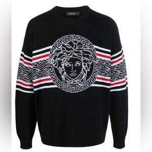 ⭐️Host Pick⭐️Versace Black Medusa Sweater with Red and White Details Size 52 (L)